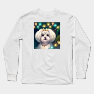 Cute Maltese Dog Drawing Long Sleeve T-Shirt